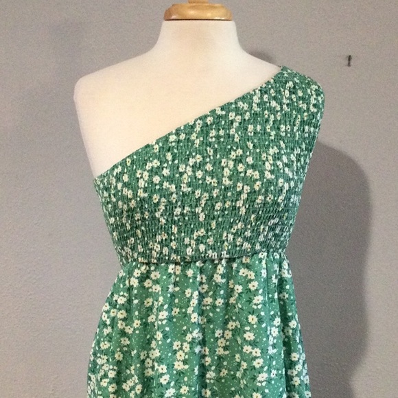 Deep Self Floral One Shoulder Smocked A-line Midi Dress Size M - Picture 2 of 16